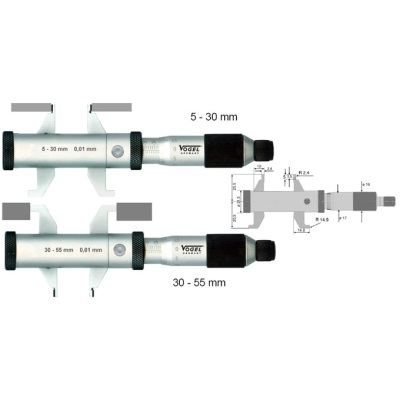 Нутромер Vogel микрометрический двусторонний
